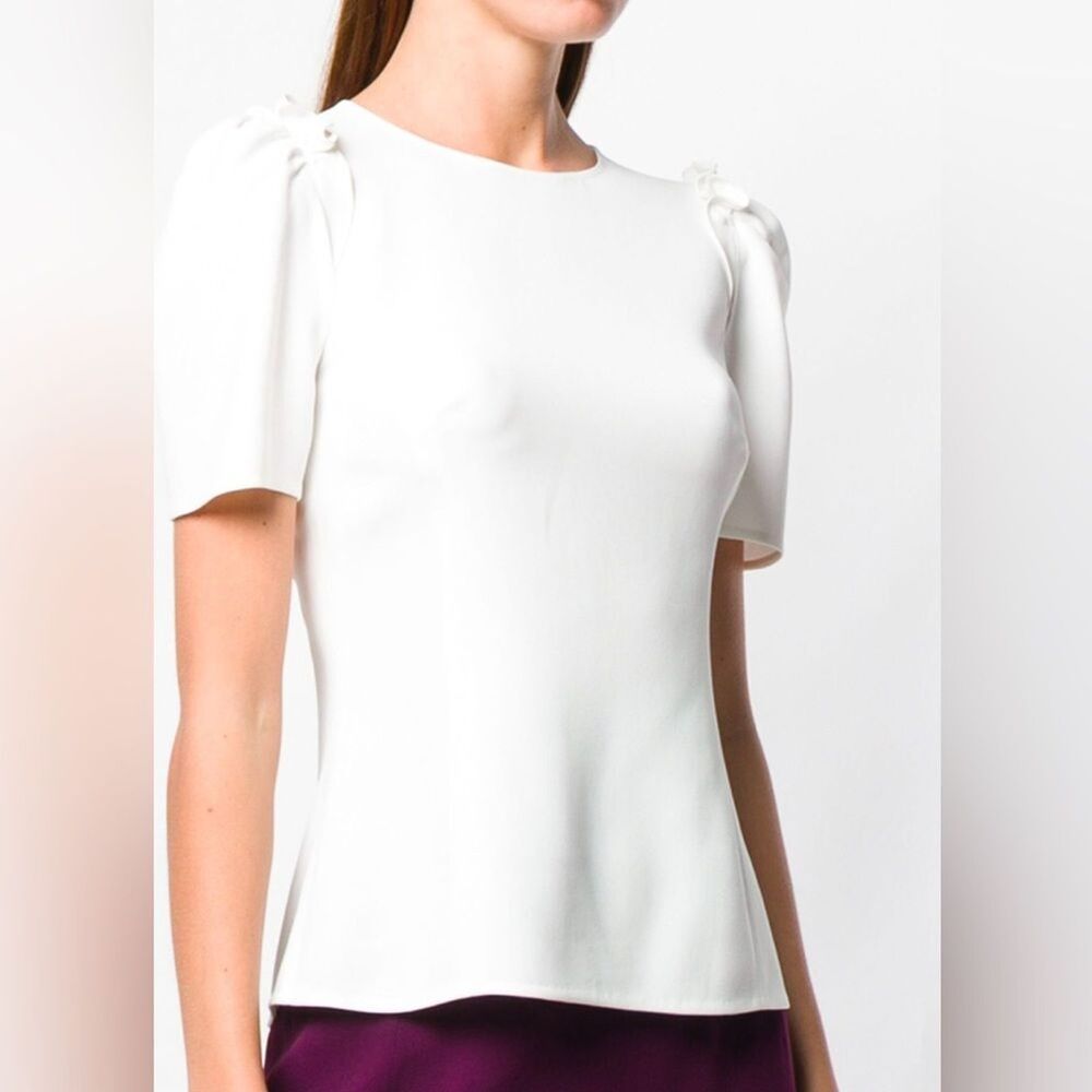 Dolce & Gabbana Short Sleeve Peplum Top Ivory Draped Sleeve Blouse - Picture 9 of 11